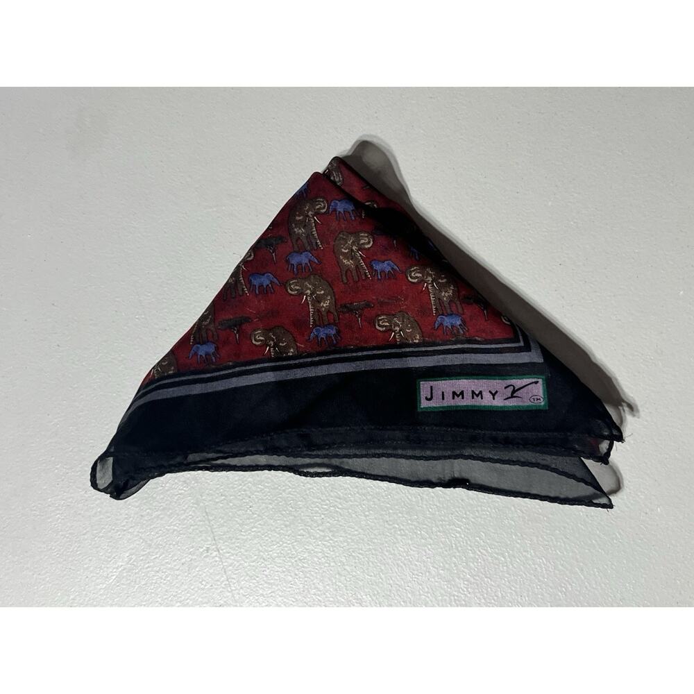 Jimmy V Silk Bandana Scarf Elephant Print Square Handbag Purse Lightweight 21"